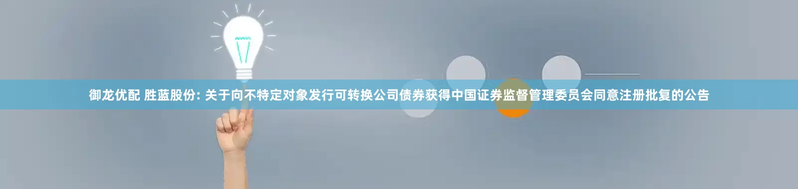 御龙优配 胜蓝股份: 关于向不特定对象发行可转换公司债券获得中国证券监督管理委员会同意注册批复的公告