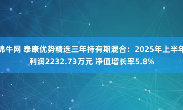 锦牛网 泰康优势精选三年持有期混合：2025年上半年利润2232.73万元 净值增长率5.8%
